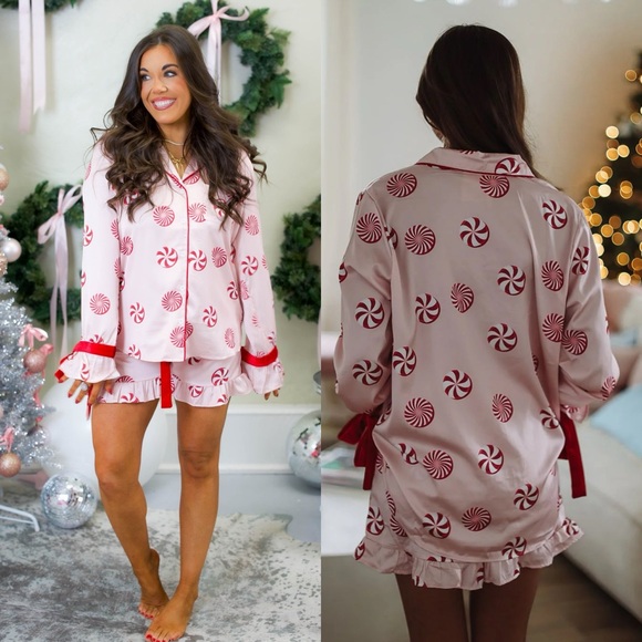 Candy Cane Pink Christmas Pajamas - Picture 2 of 10